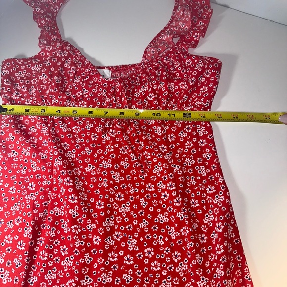 Hello Molly Red Floral Mini Dress Ruffle Straps Fit And Flare Cottagecore Size 6 - Picture 10 of 11